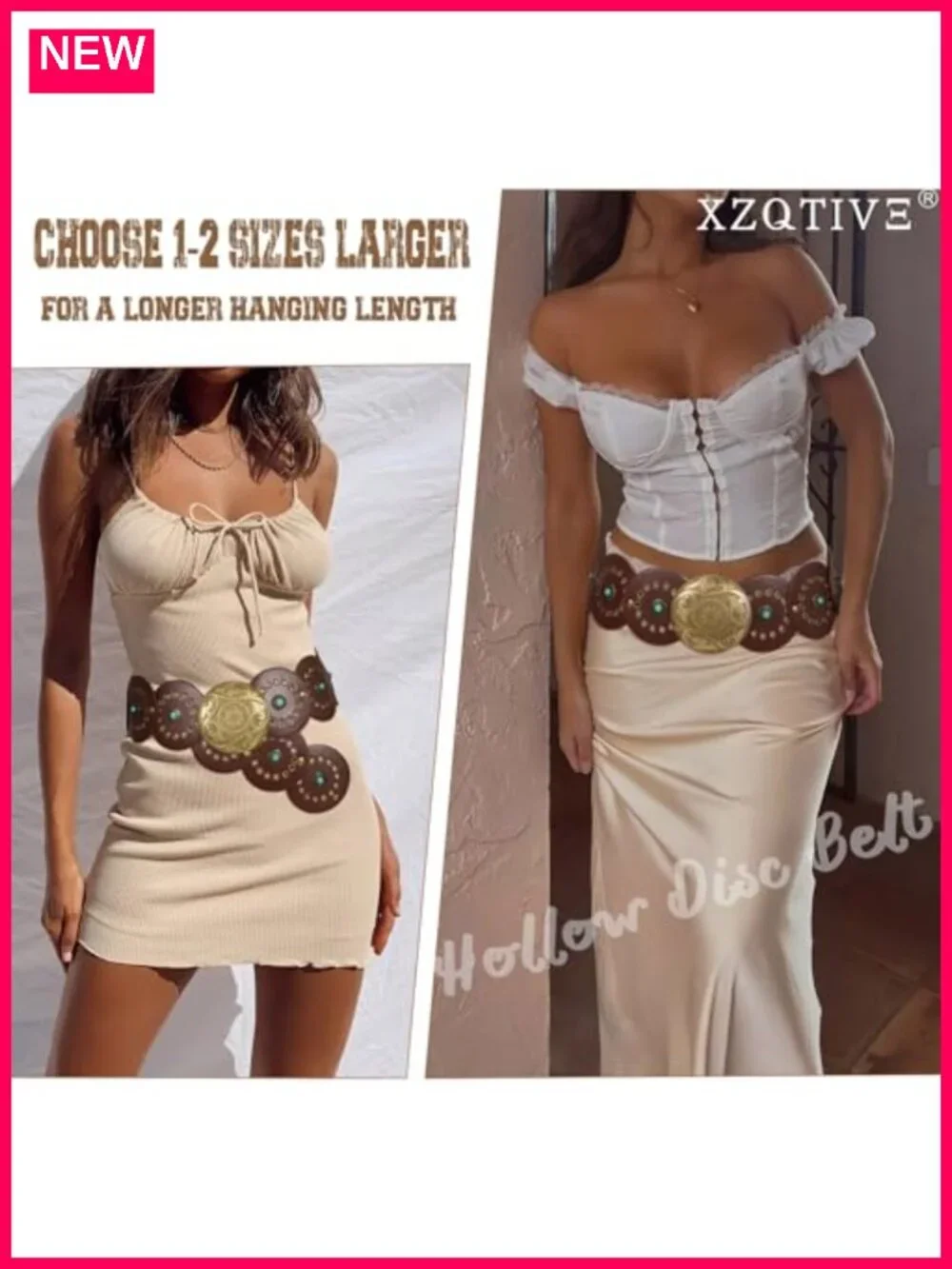 Wide PU Leather Western Concho Belt Cowgirl Cowboy Boho Waist Belt for Dress